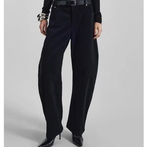 The Frankie Shop Caistor Black Corduroy Barrel Leg Pants - Medium